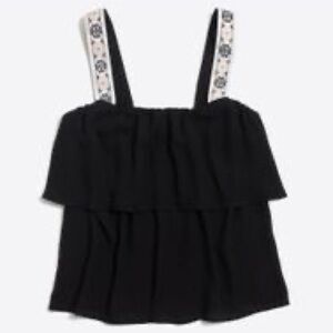J.CREW FACTORY Black Embroidered Tank Top, Size 6